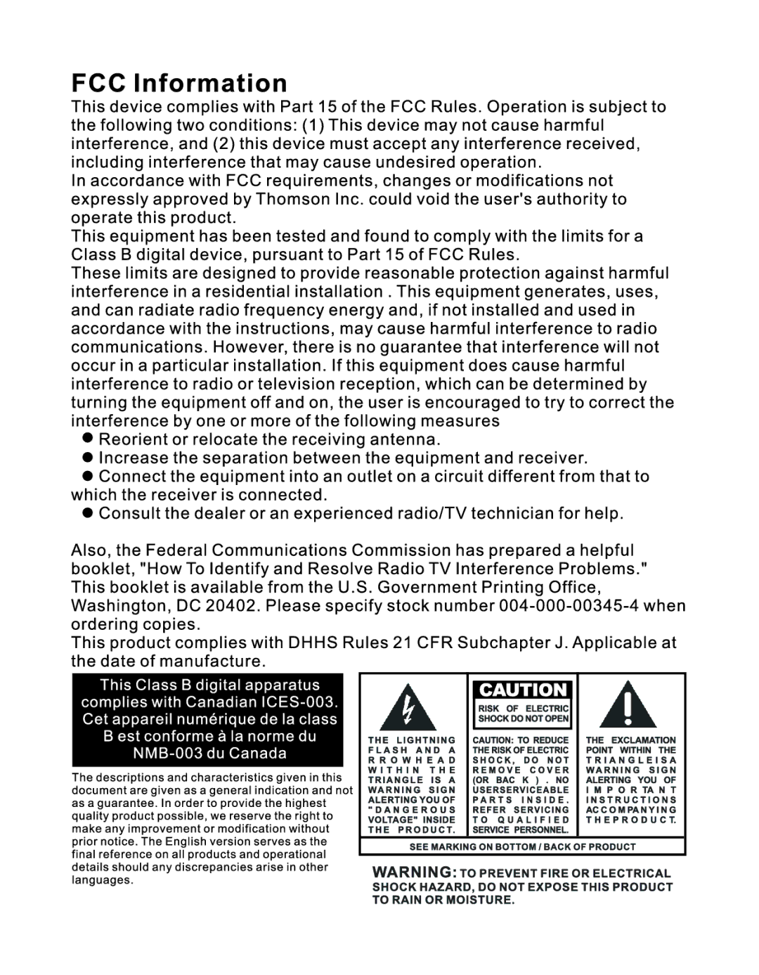 RCA TH1022, TH1012, TH1032 manual 