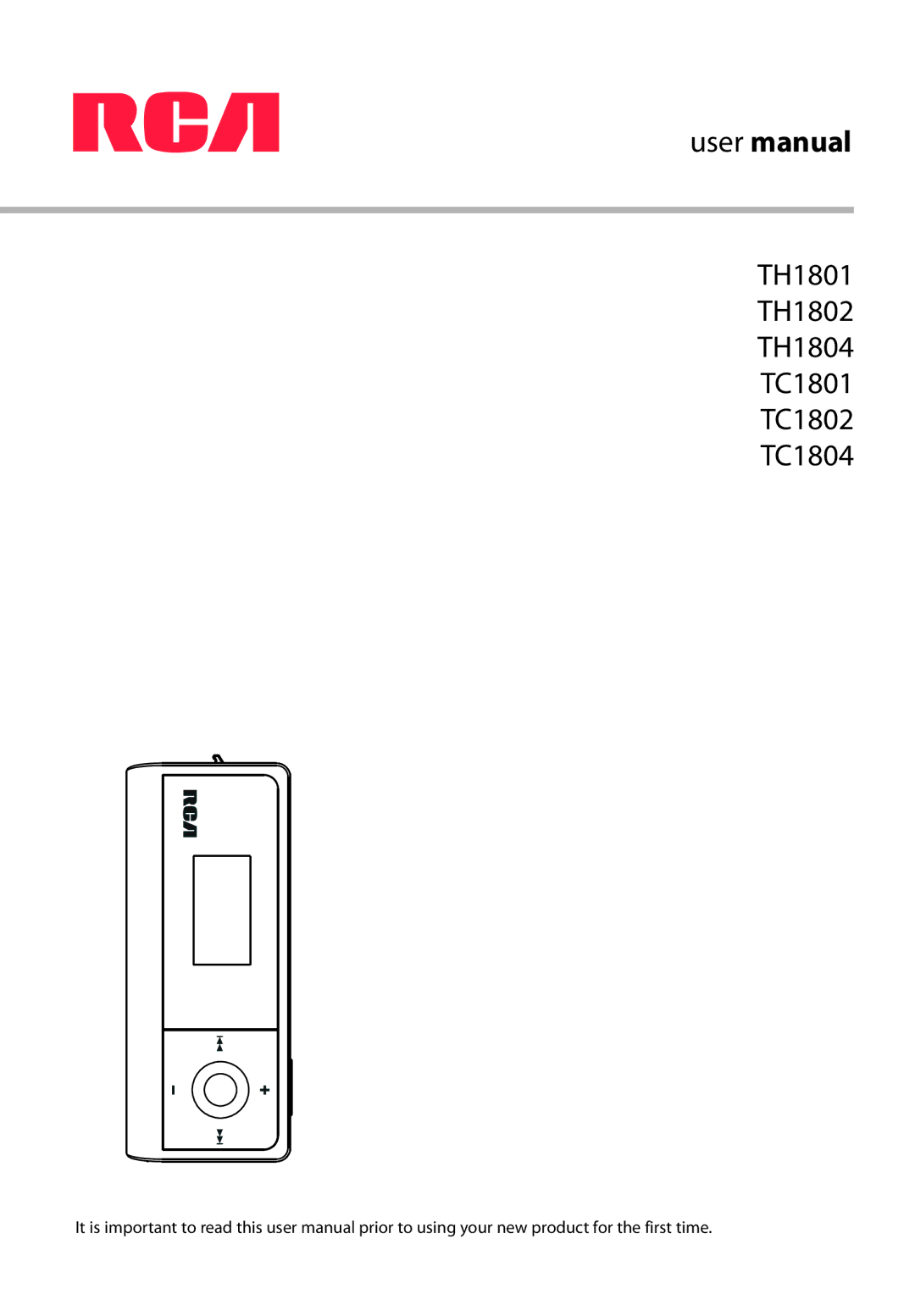 RCA user manual TH1801 TH1802 TH1804 TC1801 TC1802 TC1804 