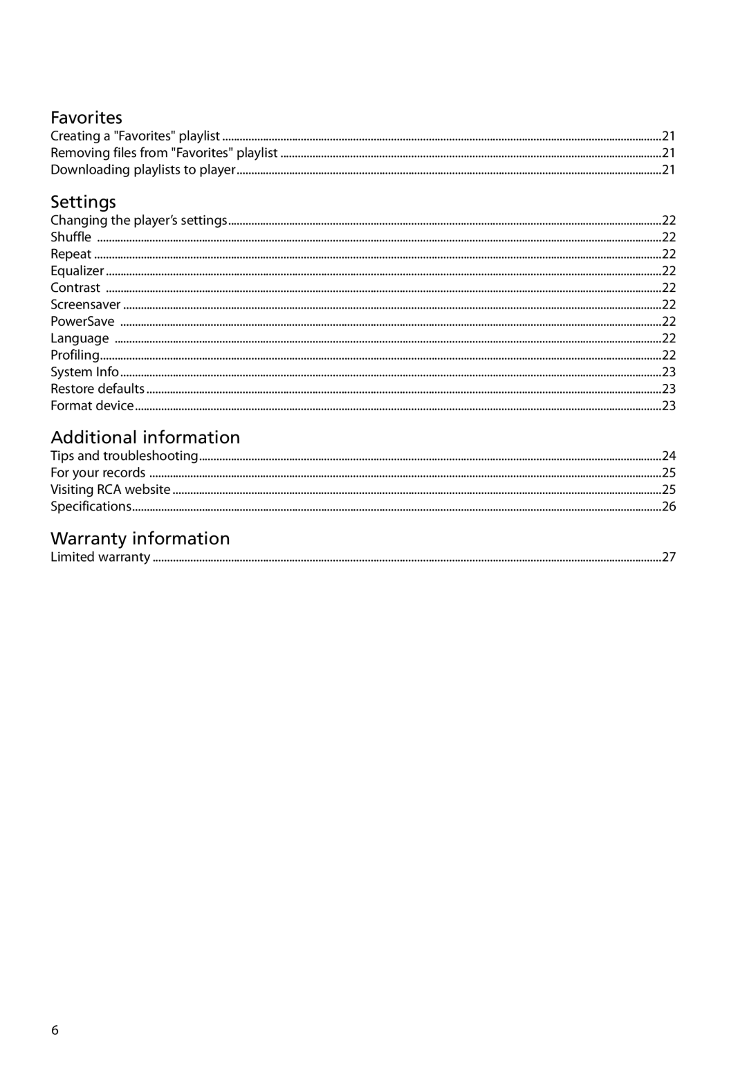 RCA TH22, TH20 user manual Additional information 