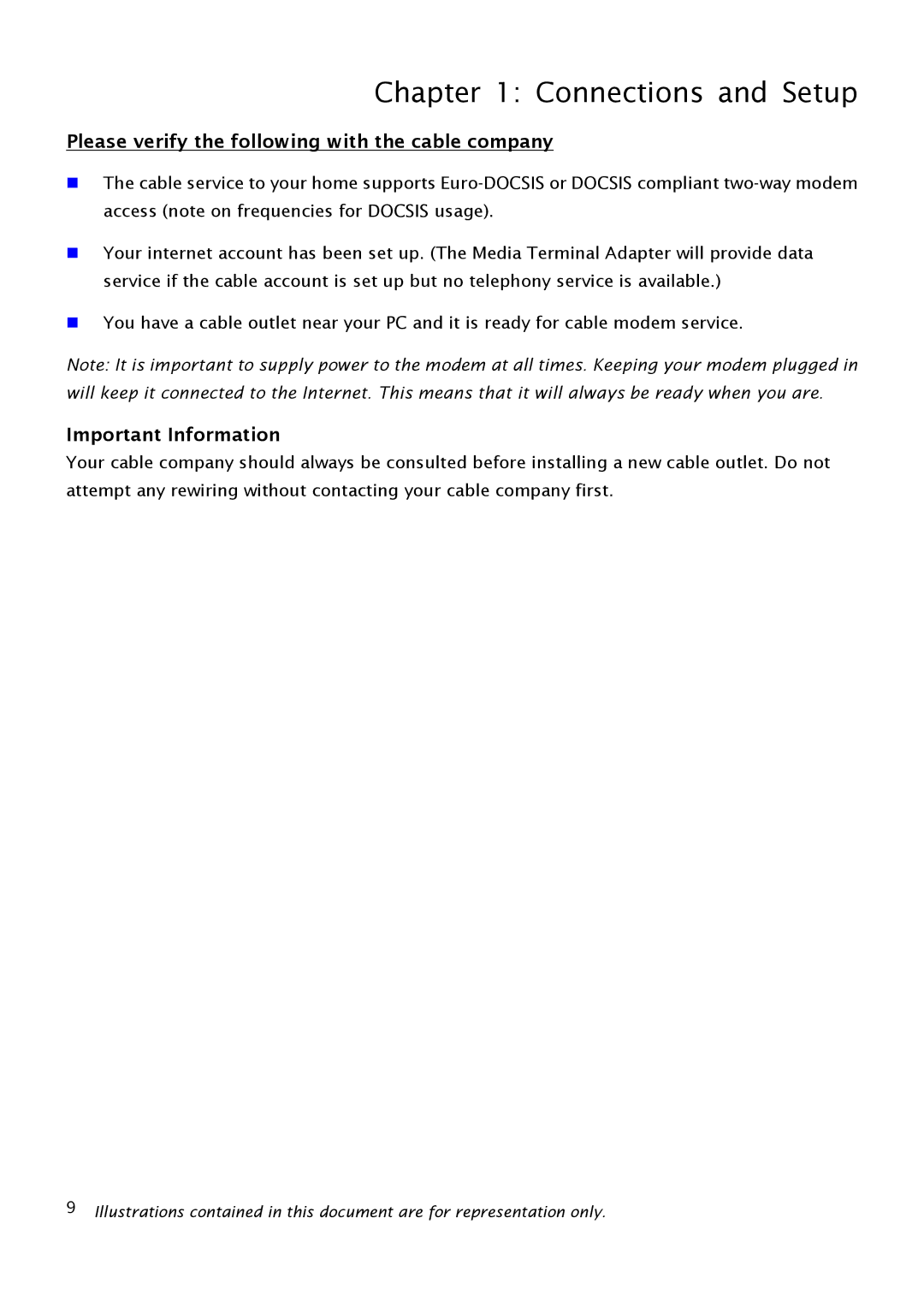 RCA THG540 user manual Please verify the following with the cable company, Important Information 