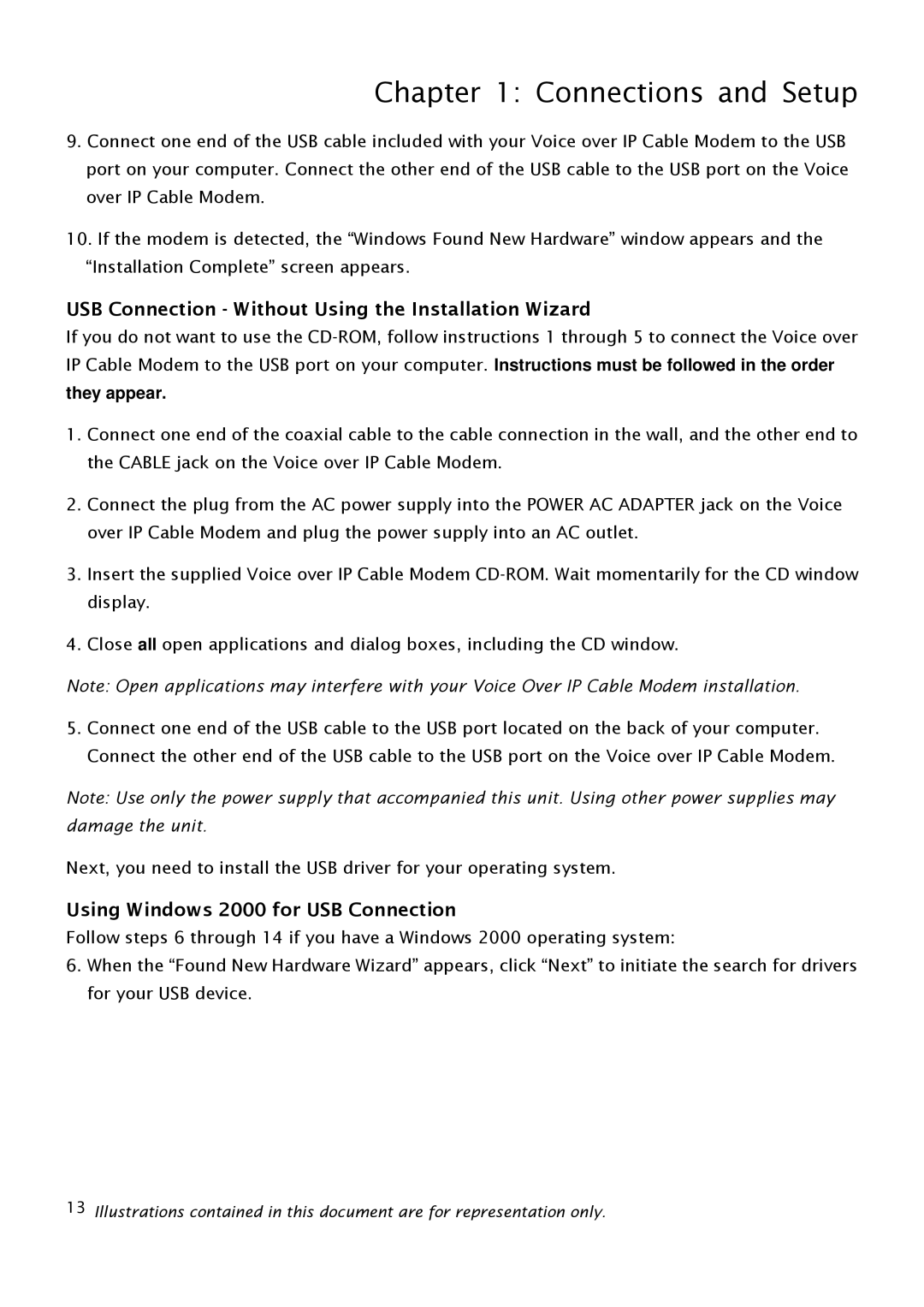 RCA THG540 user manual USB Connection Without Using the Installation Wizard, Using Windows 2000 for USB Connection 