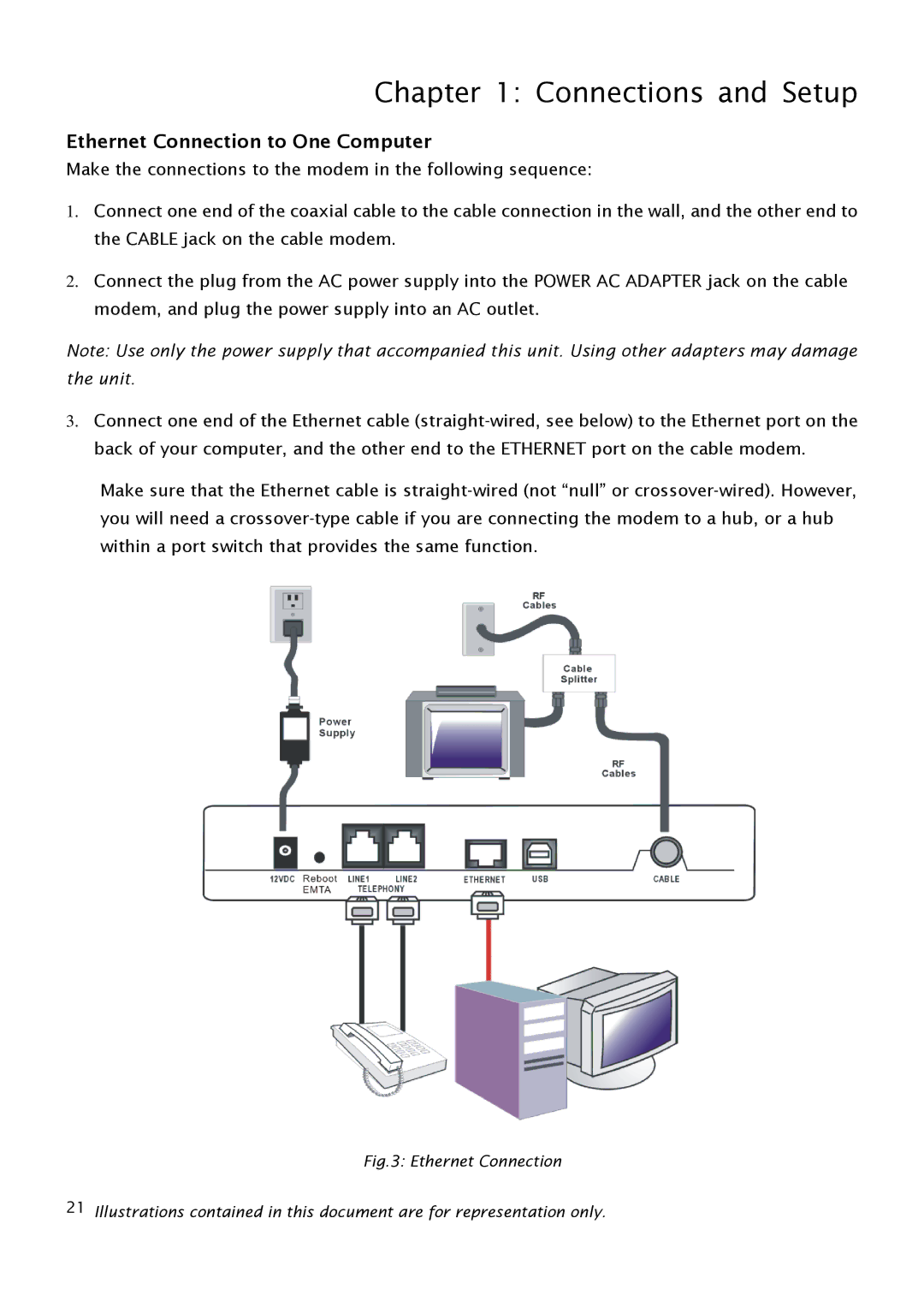 RCA THG540 user manual Ethernet Connection to One Computer 