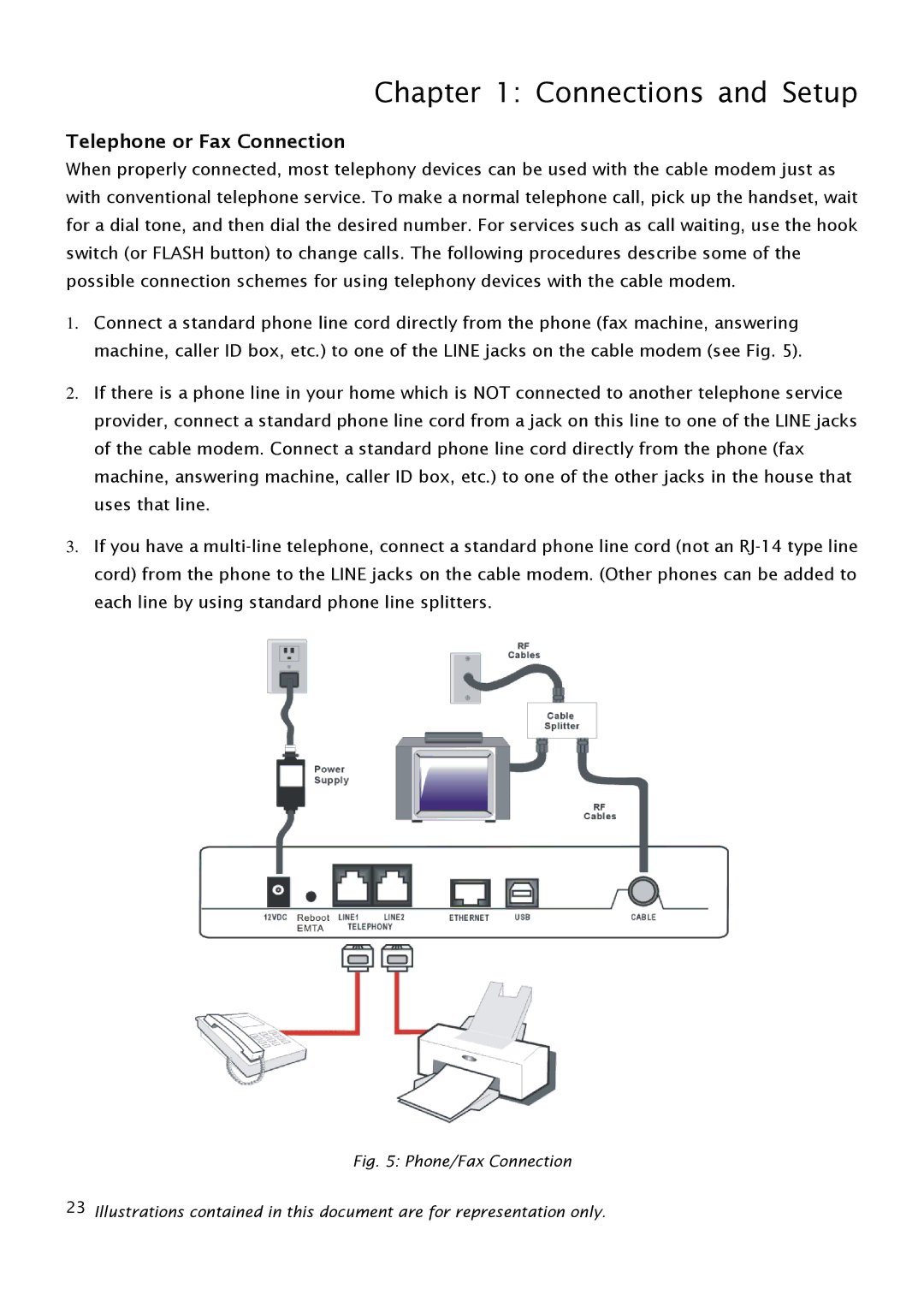 RCA THG540 user manual Telephone or Fax Connection 