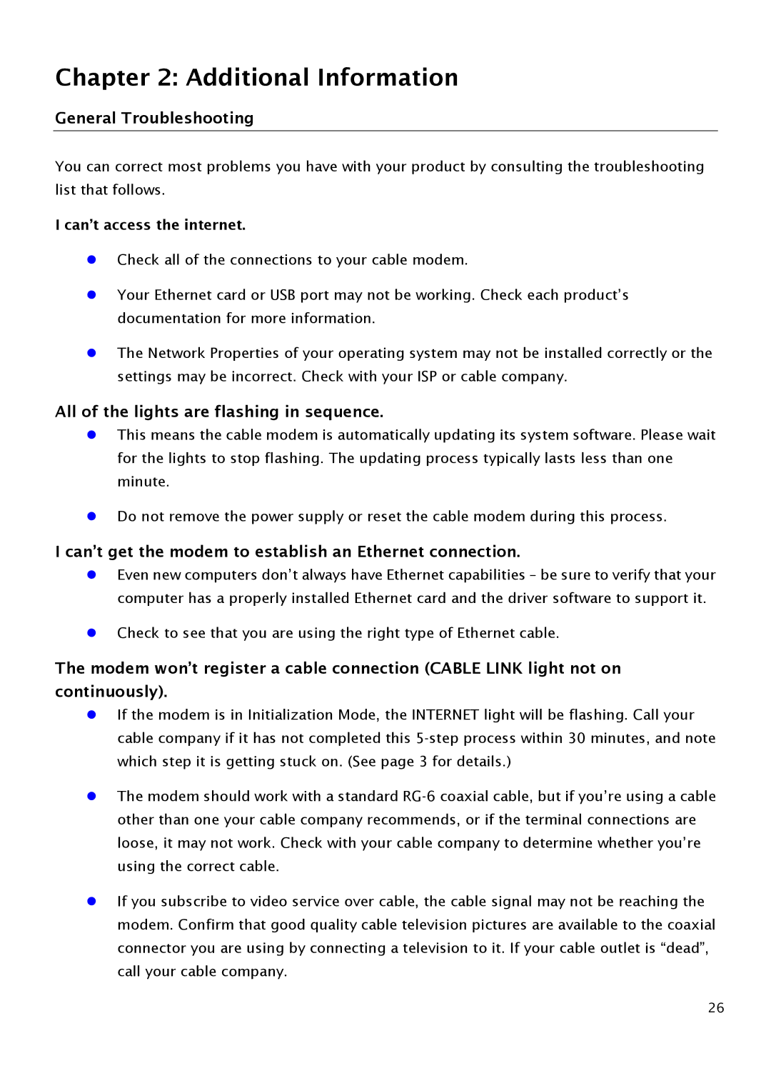 RCA THG540 user manual General Troubleshooting, All of the lights are flashing in sequence 