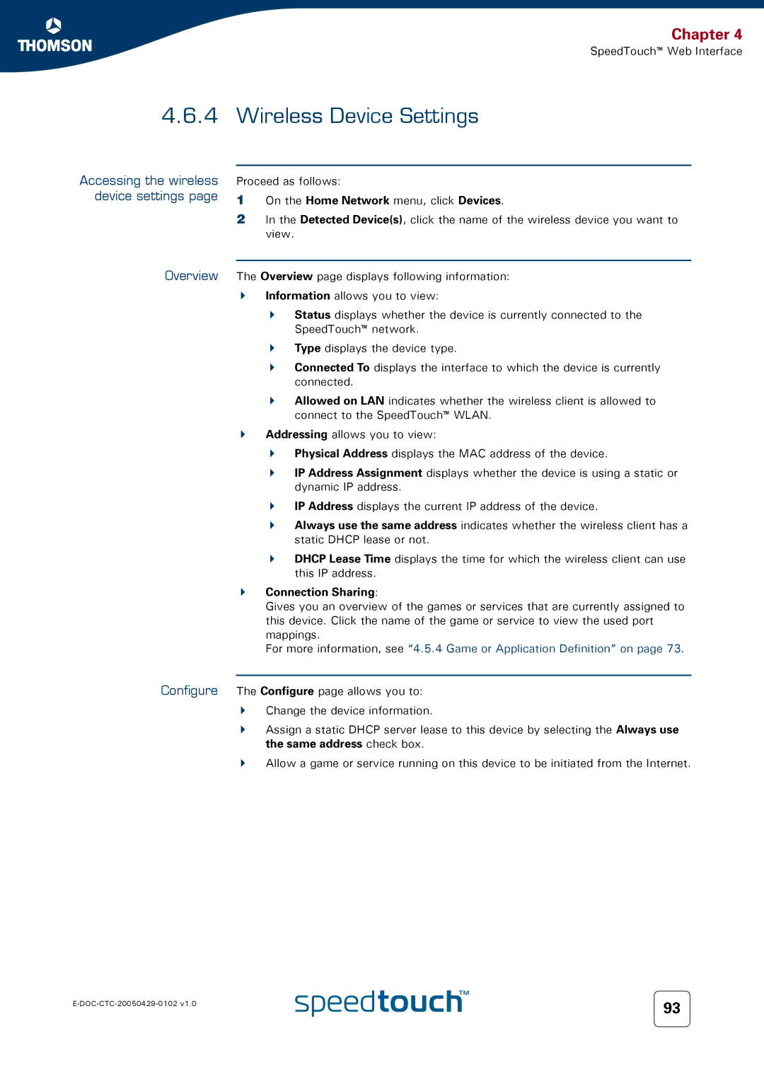 RCA TM580 manual Wireless Device Settings, Accessing the wireless device settings Overview 