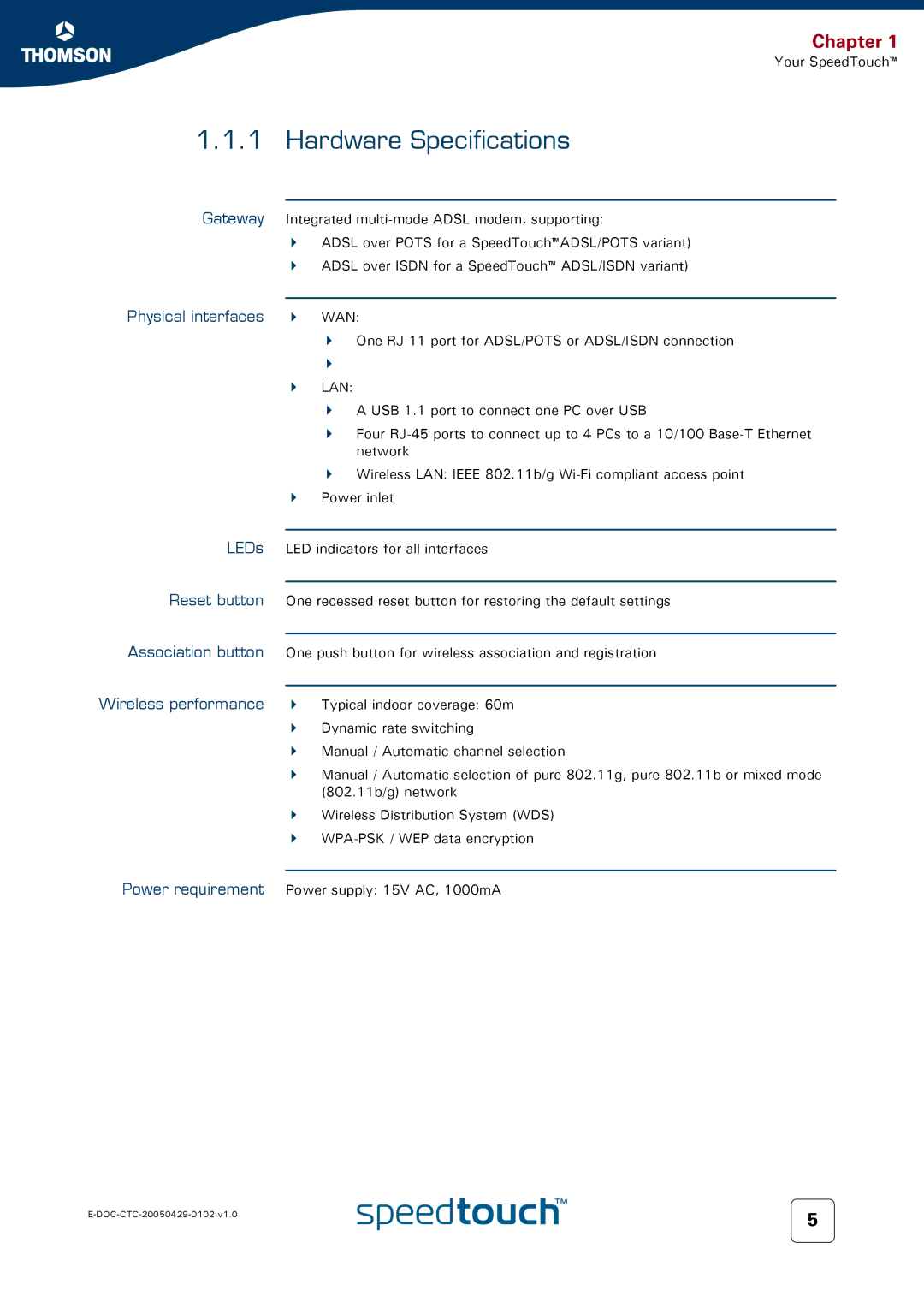 RCA TM580 manual Hardware Specifications 