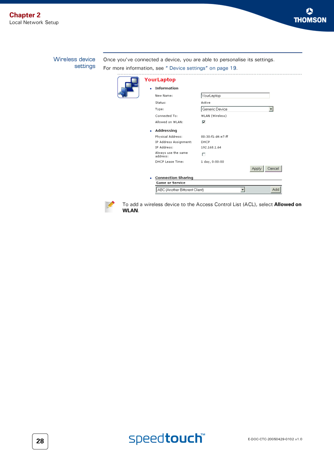 RCA TM580 manual Wireless device settings 