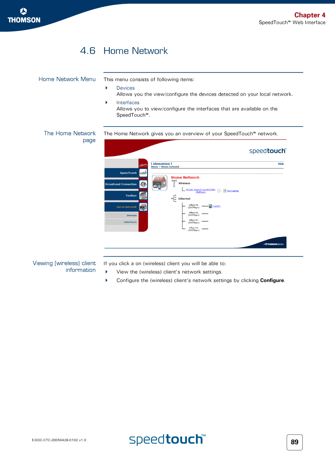 RCA TM580 manual Home Network, Devices, Interfaces 