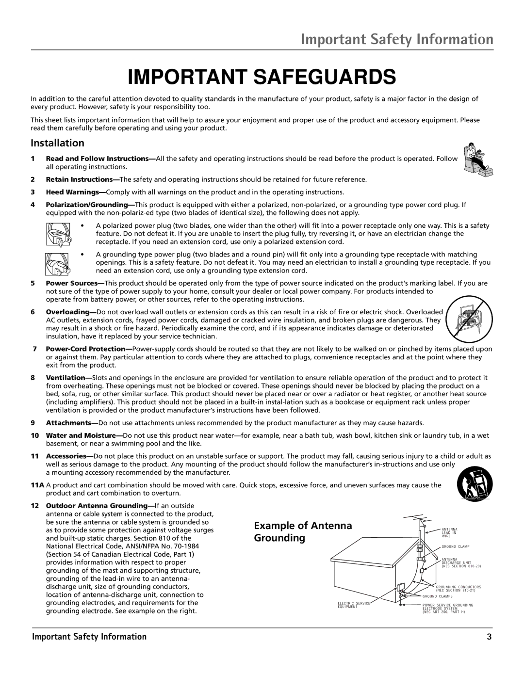 RCA TV/DVD manual Important Safeguards, Important Safety Information 