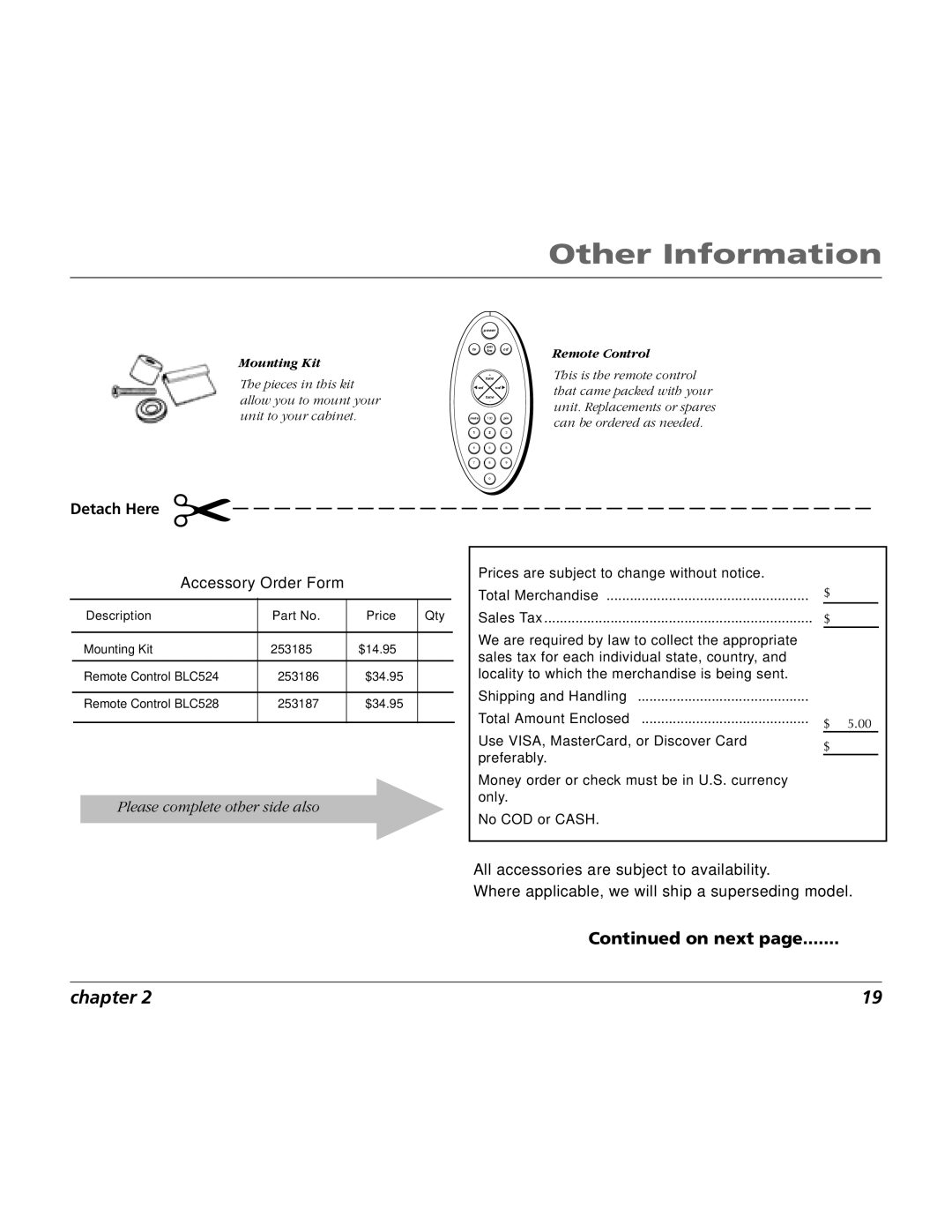 RCA TV/Radio/CD Player user manual Other Information, Detach Here 