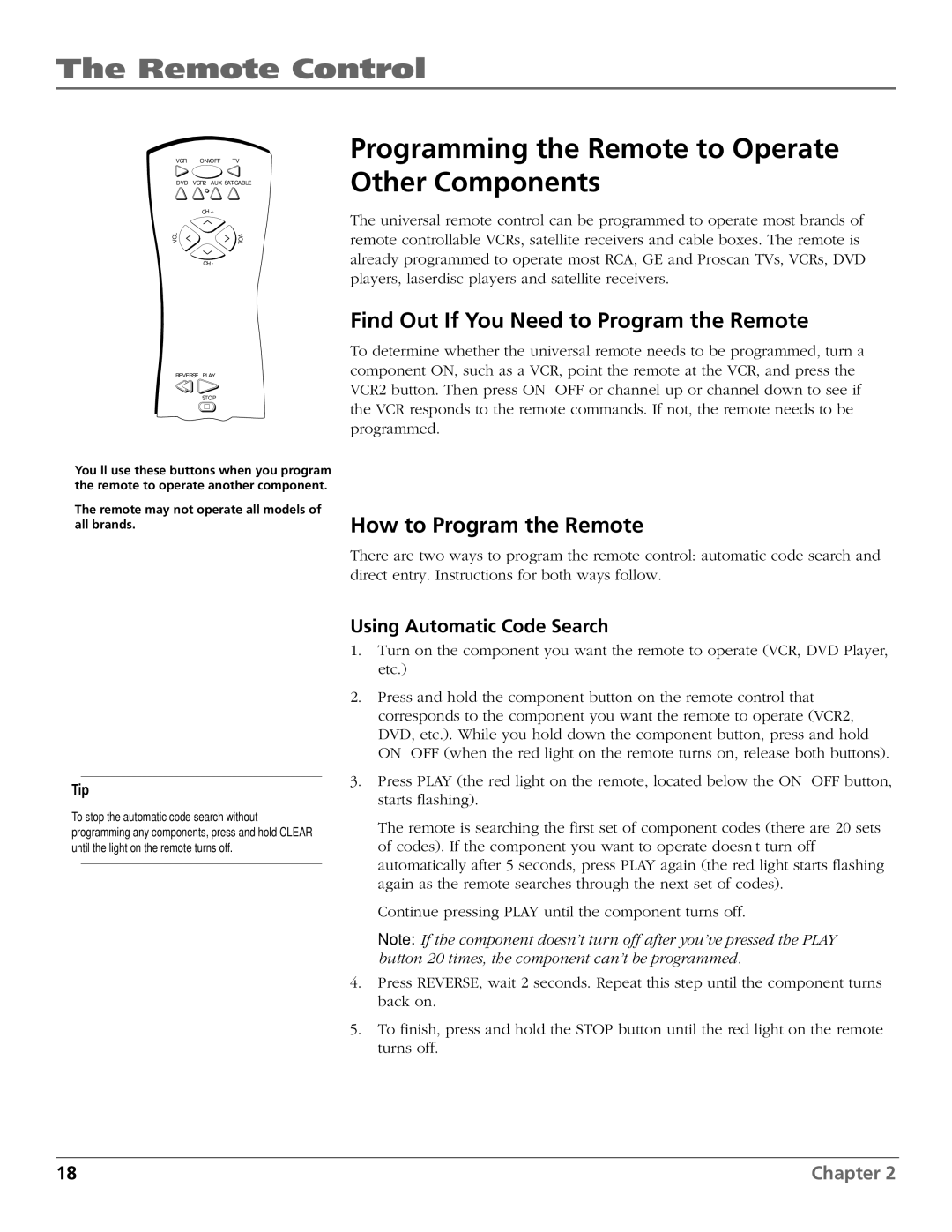 RCA TV/VCR manual Programming the Remote to Operate Other Components, Find Out If You Need to Program the Remote 