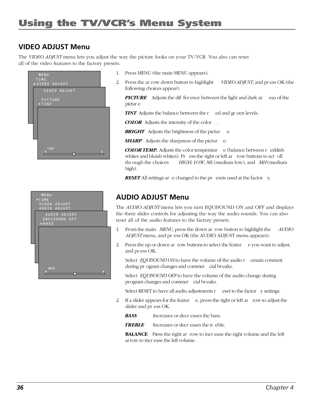 RCA TV/VCR manual Bass 