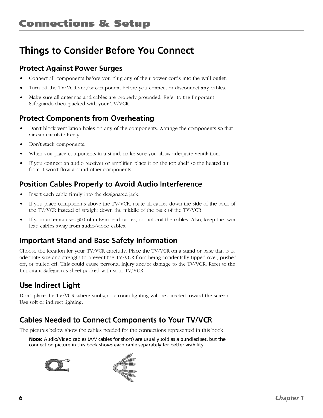 RCA TV/VCR manual Connections & Setup, Things to Consider Before You Connect 