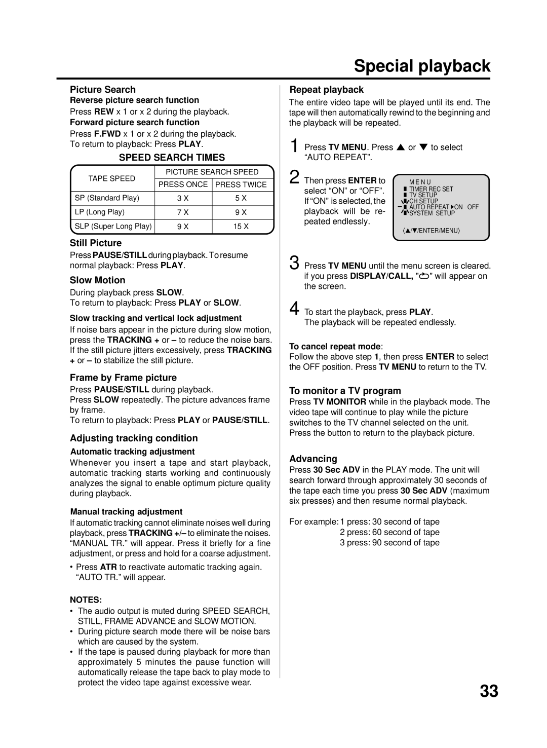 RCA TV/VCR/DVD manual Special playback 