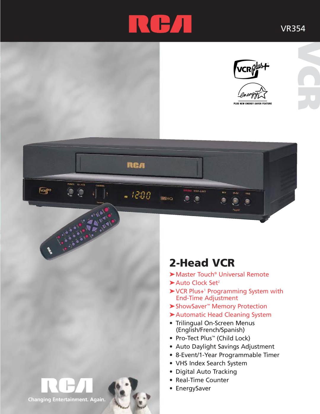 RCA VCR VR354 manual Vcr 