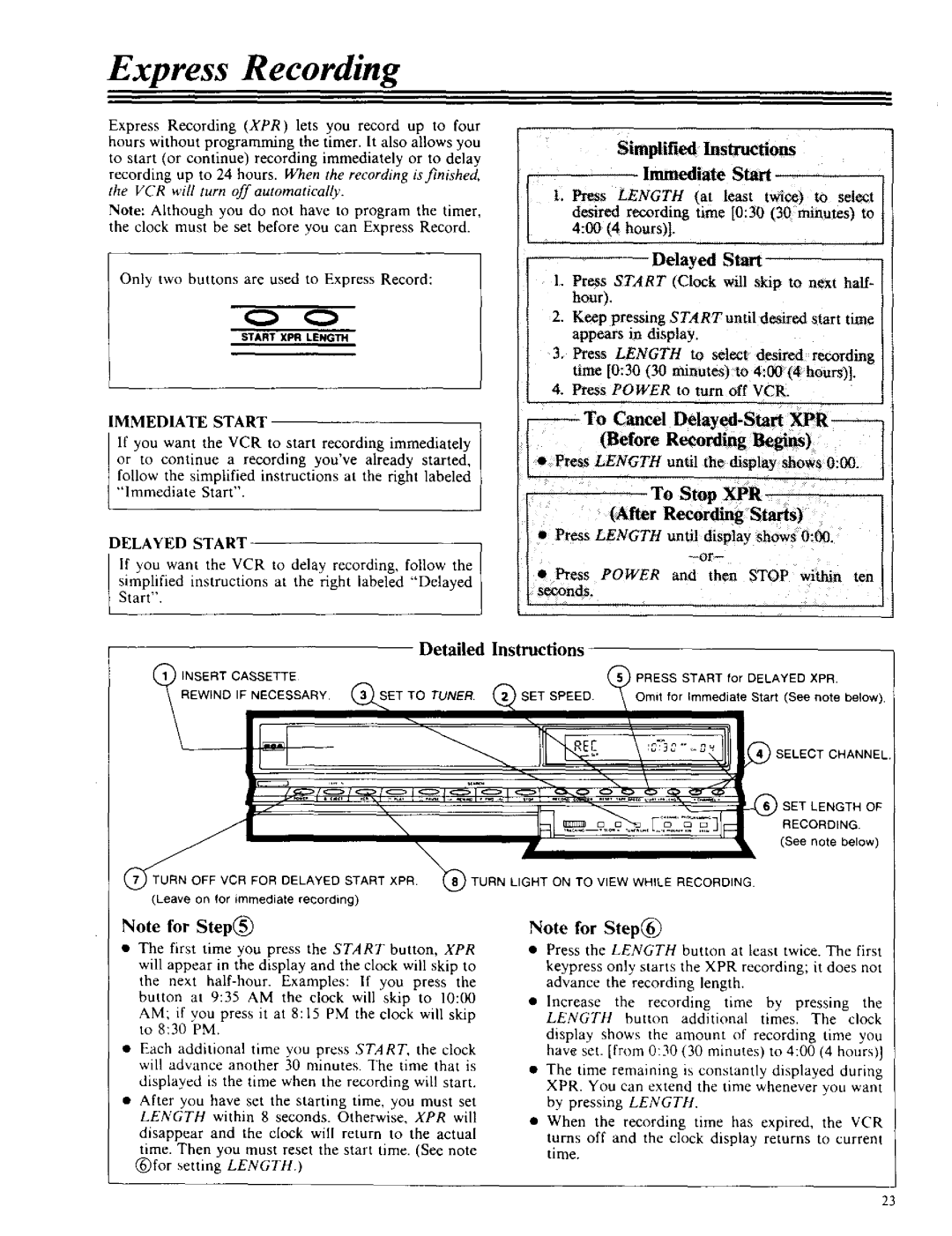 RCA VPT 385 owner manual Express Recording 