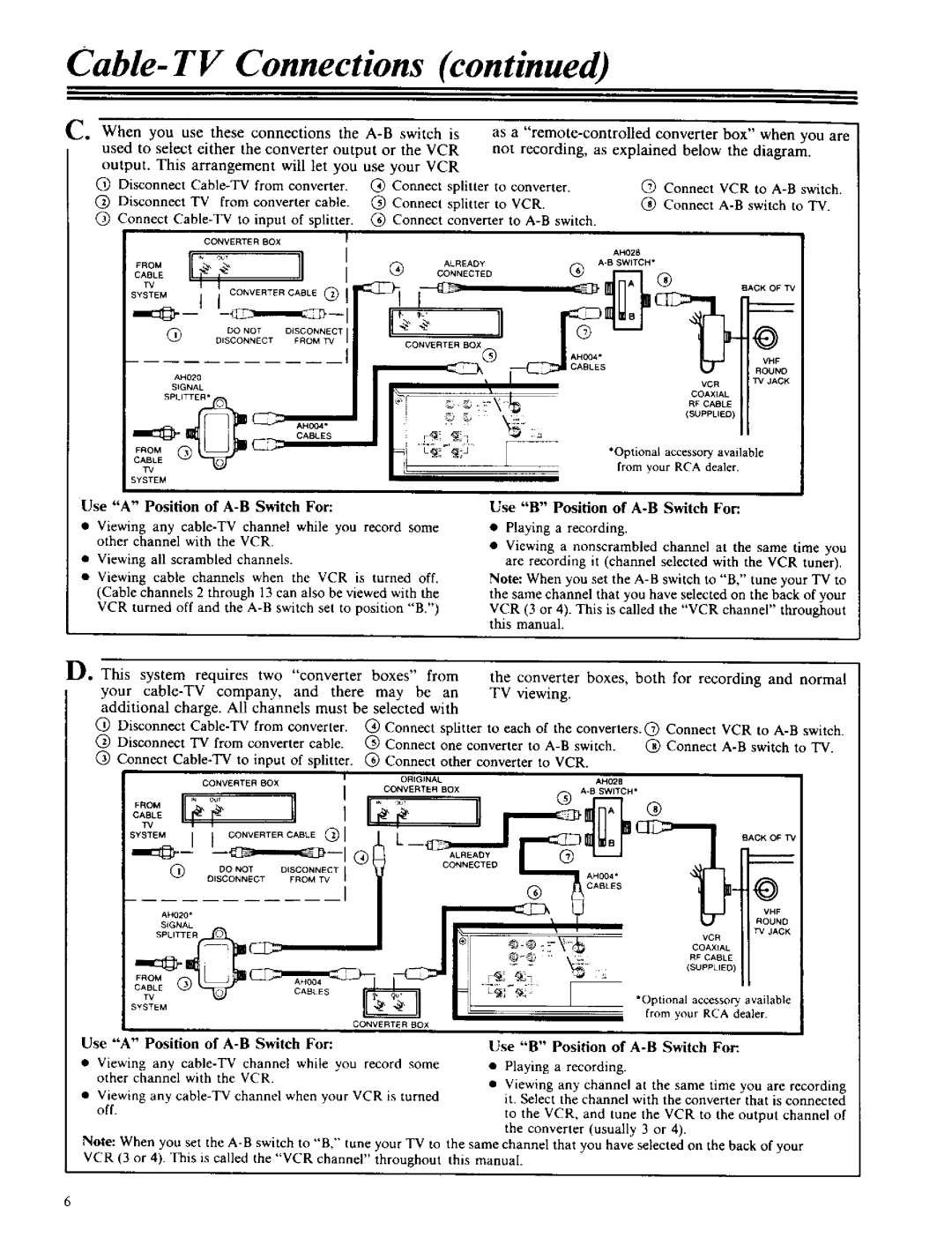 RCA VPT 385 owner manual Cable Connections 