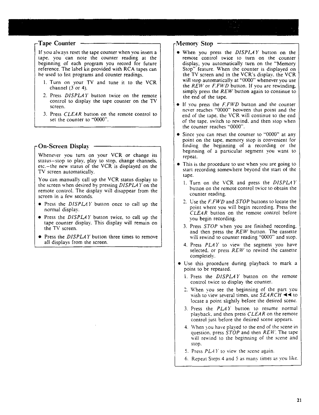 RCA VR270 owner manual On-Screen Display 