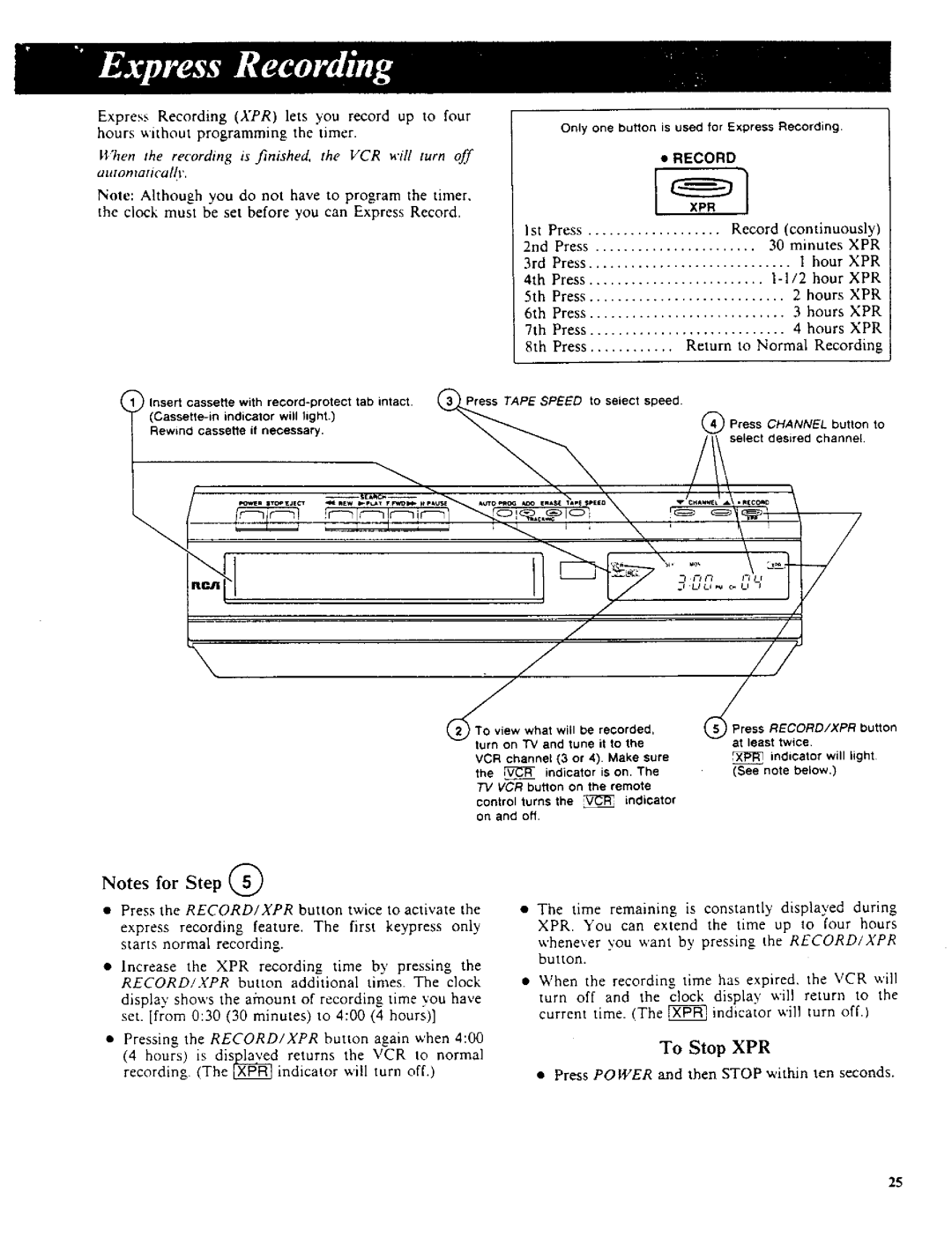 RCA VR270 owner manual Step 