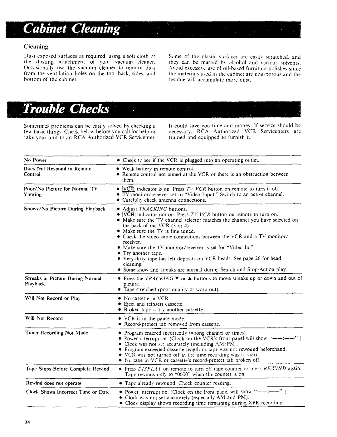 RCA VR270 owner manual Cleaning, Dusting attachment of ,our \acuum cleaner 