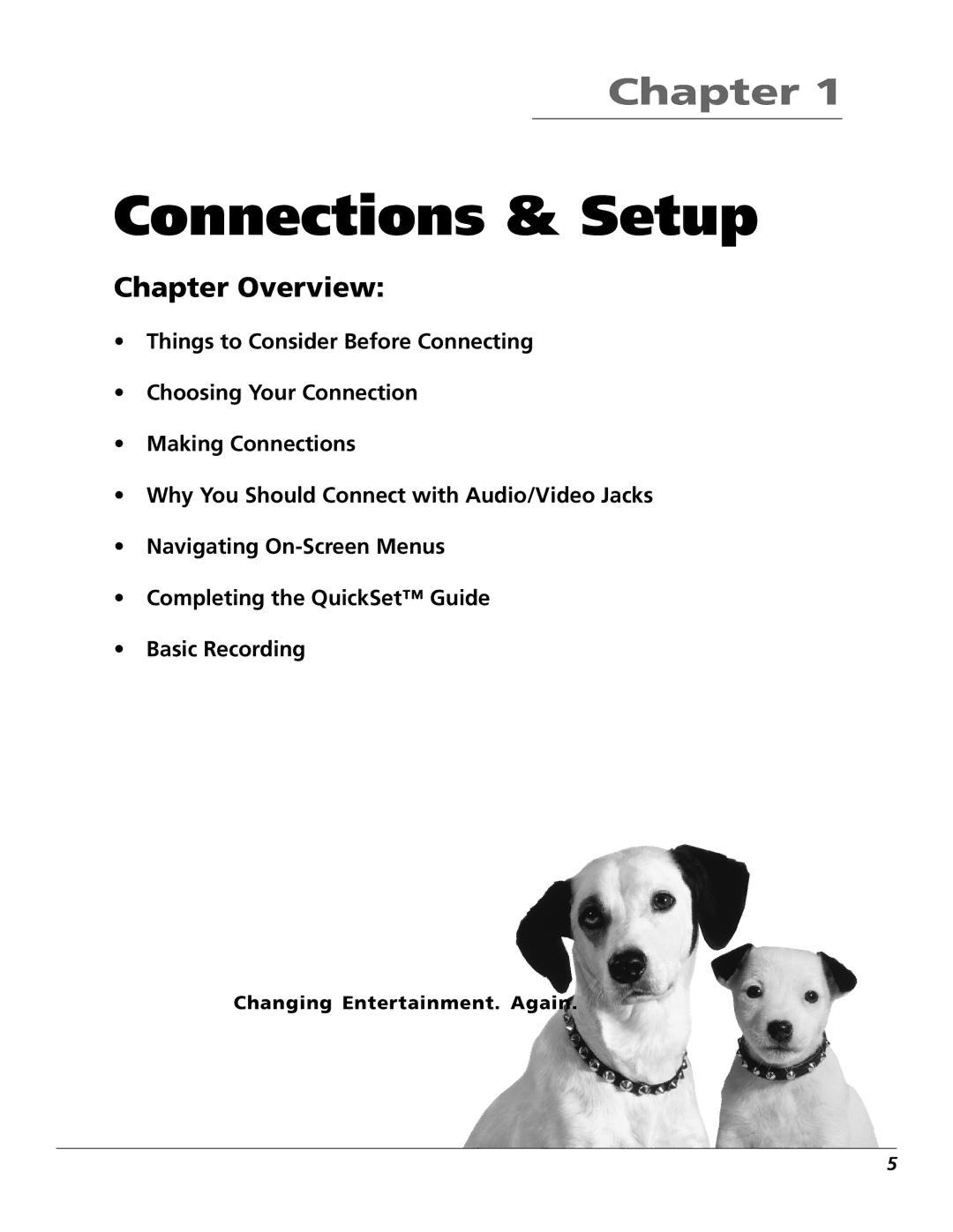 RCA VR355/VR545 manual Connections & Setup, Chapter Overview 