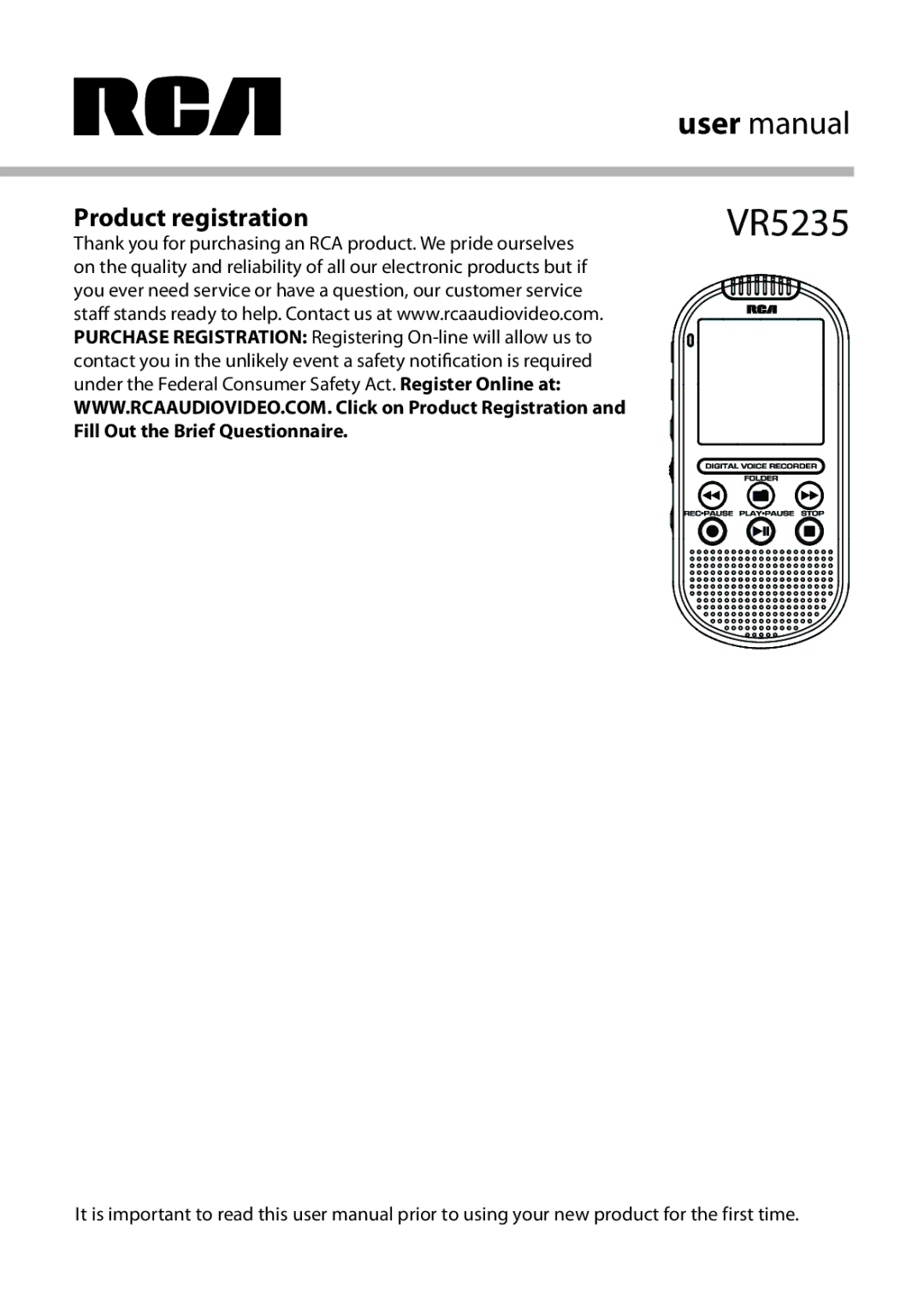 RCA VR5235 user manual 