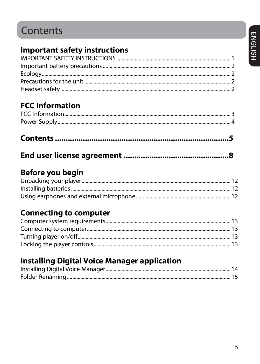 RCA VR5235 user manual Contents 