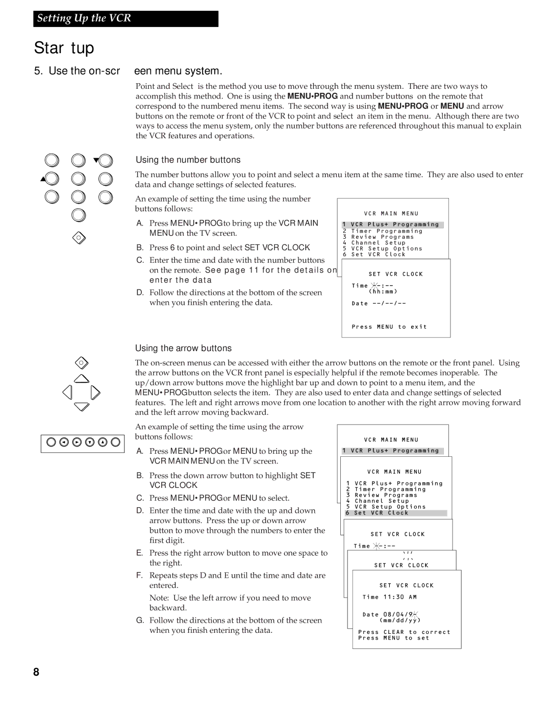 RCA VR538 manual Use the on-screen menu system, Using the number buttons 