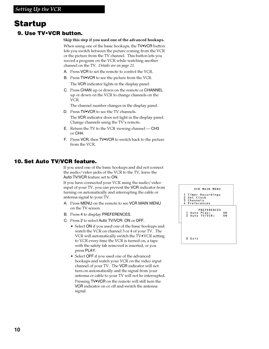 RCA VR609HF manual Use Tvvcr button, Set Auto TV/VCR feature, Skip this step if you used one of the advanced hookups 