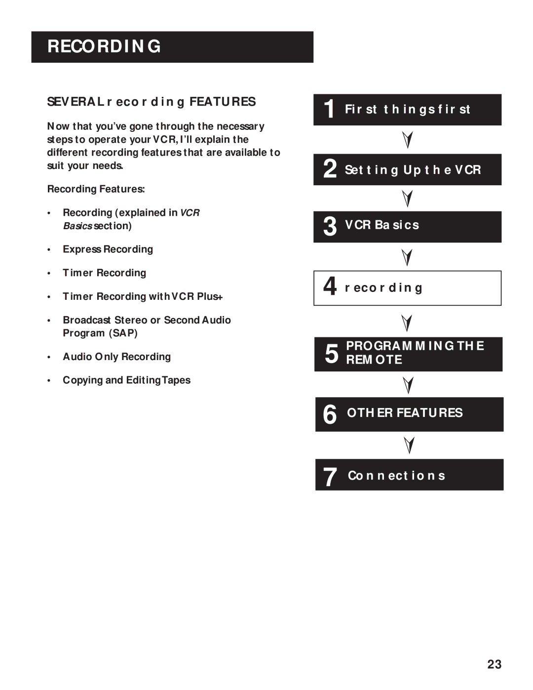 RCA VR616HF manual Several Recording Features 