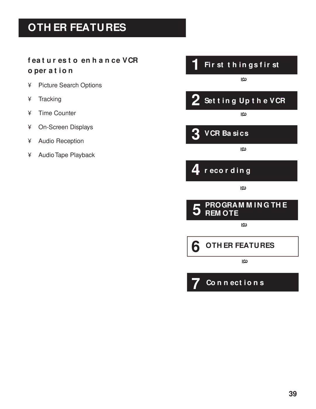 RCA VR616HF manual Other Features, Features to Enhance VCR Operation 