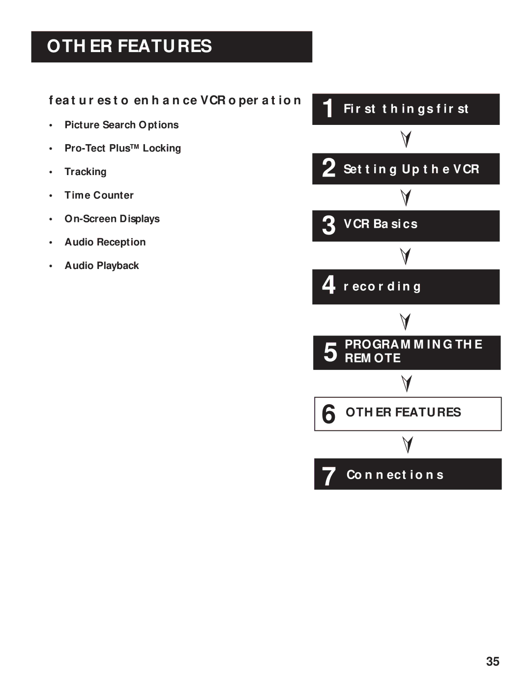 RCA VR629HF manual Other Features, Features to Enhance VCR Operation 