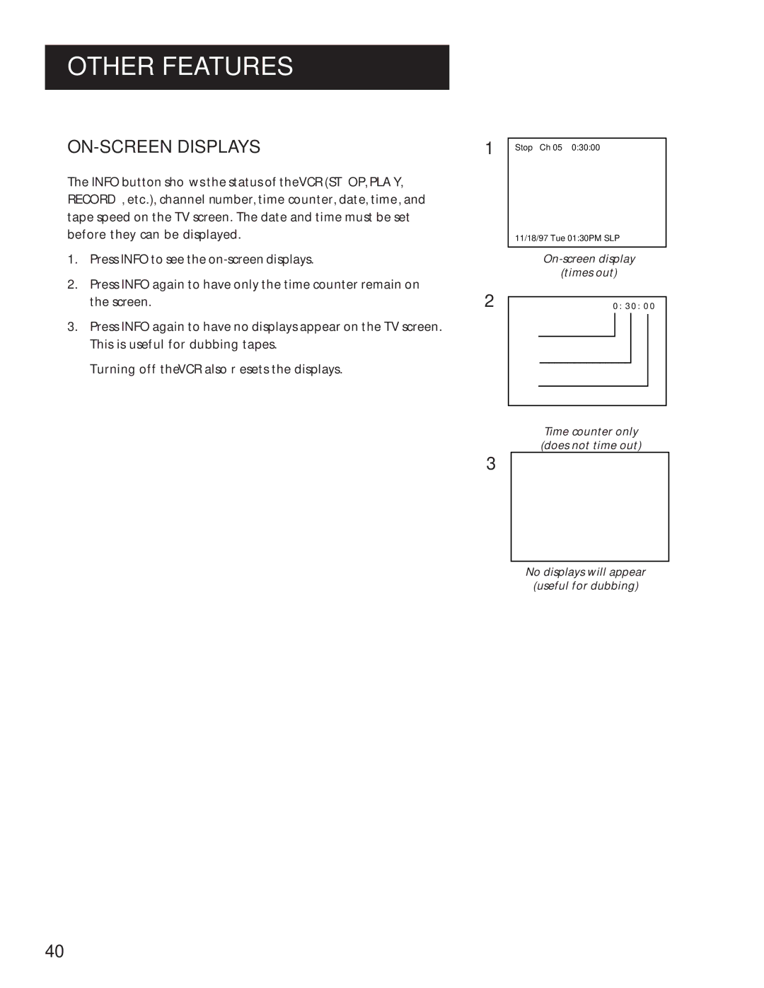 RCA VR629HF manual ON-SCREEN Displays 