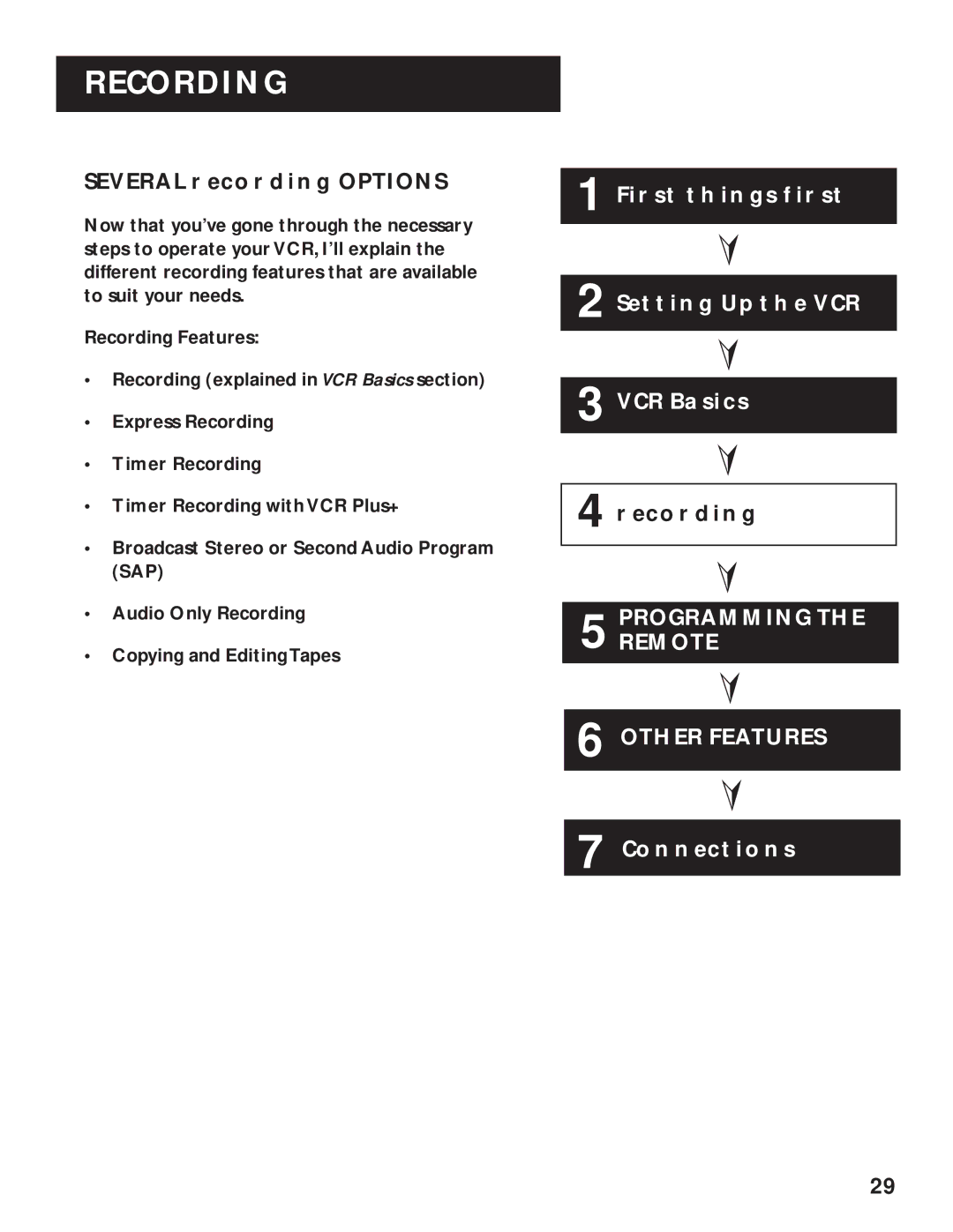 RCA VR636HF manual Several Recording Options 