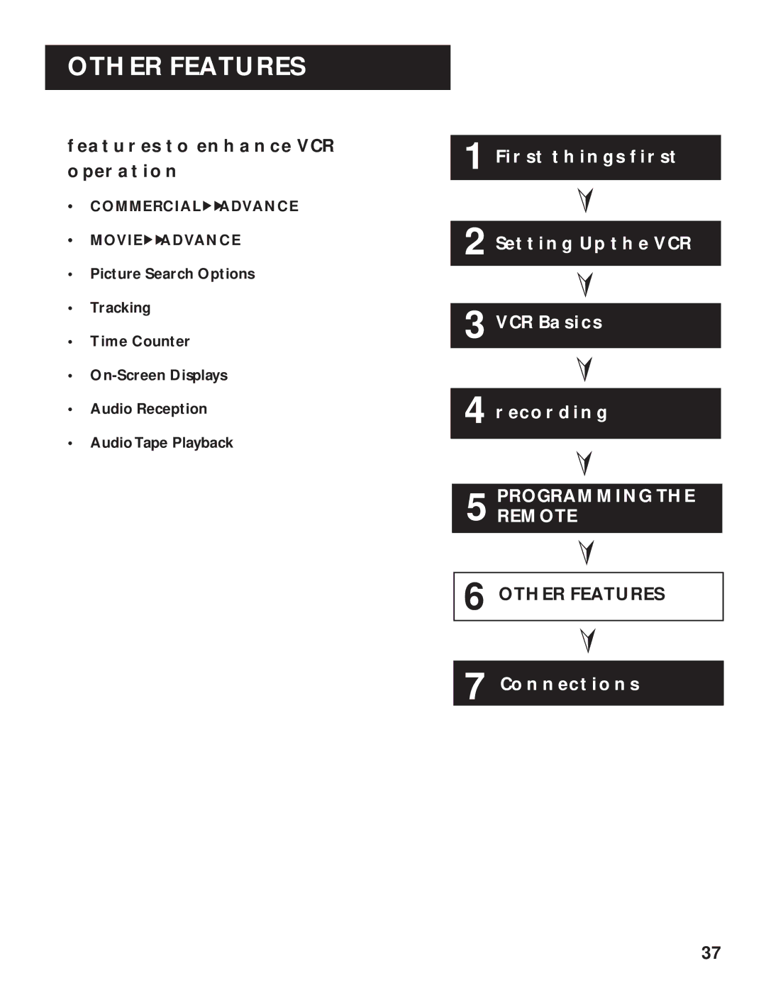 RCA VR643HF manual Other Features, Features to Enhance VCR Operation, Commercial Advance Movie Advance 