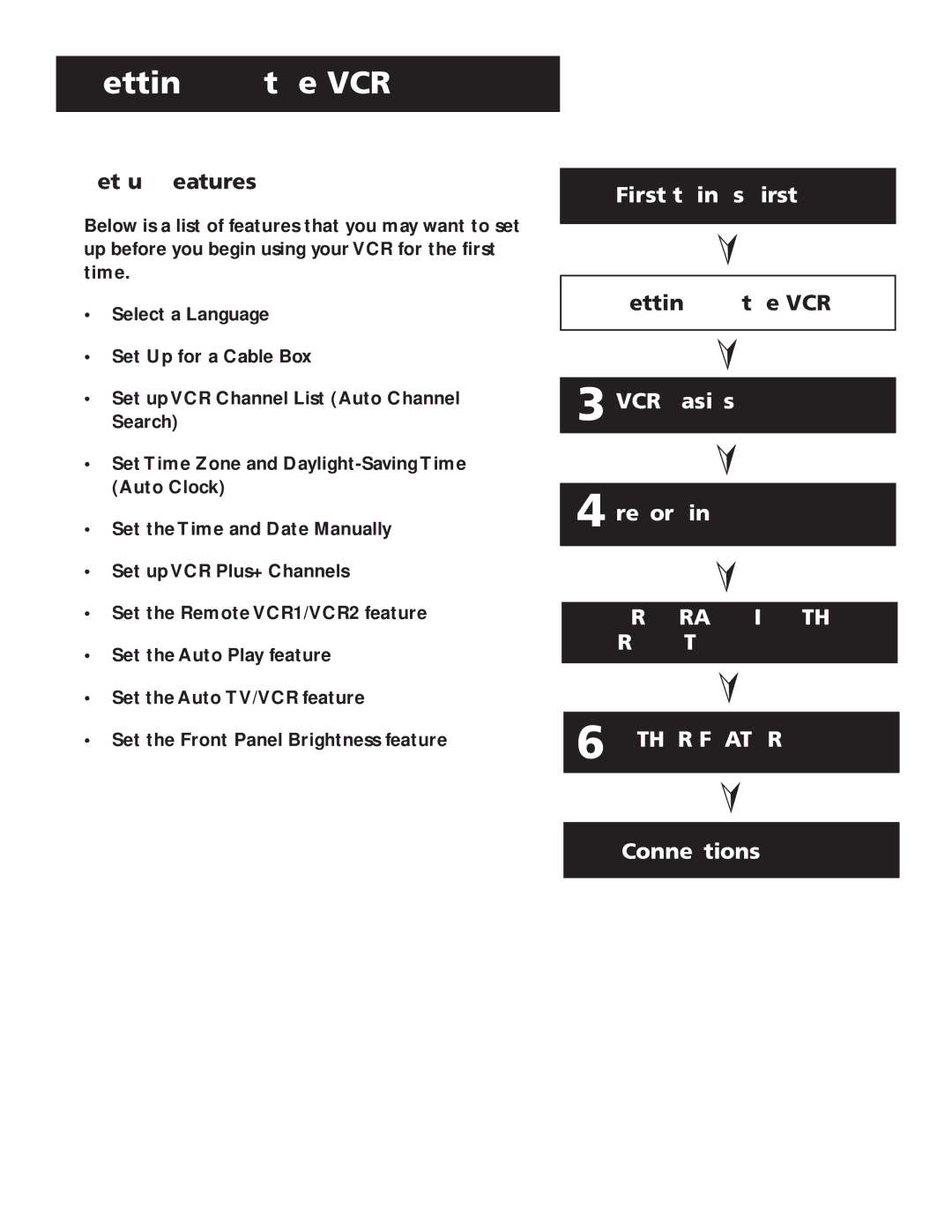 RCA VR643HF manual Setting UP the VCR, SET-UP Features 