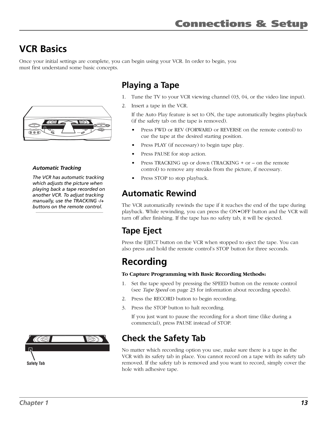 RCA VR651HF manual VCR Basics, Recording 