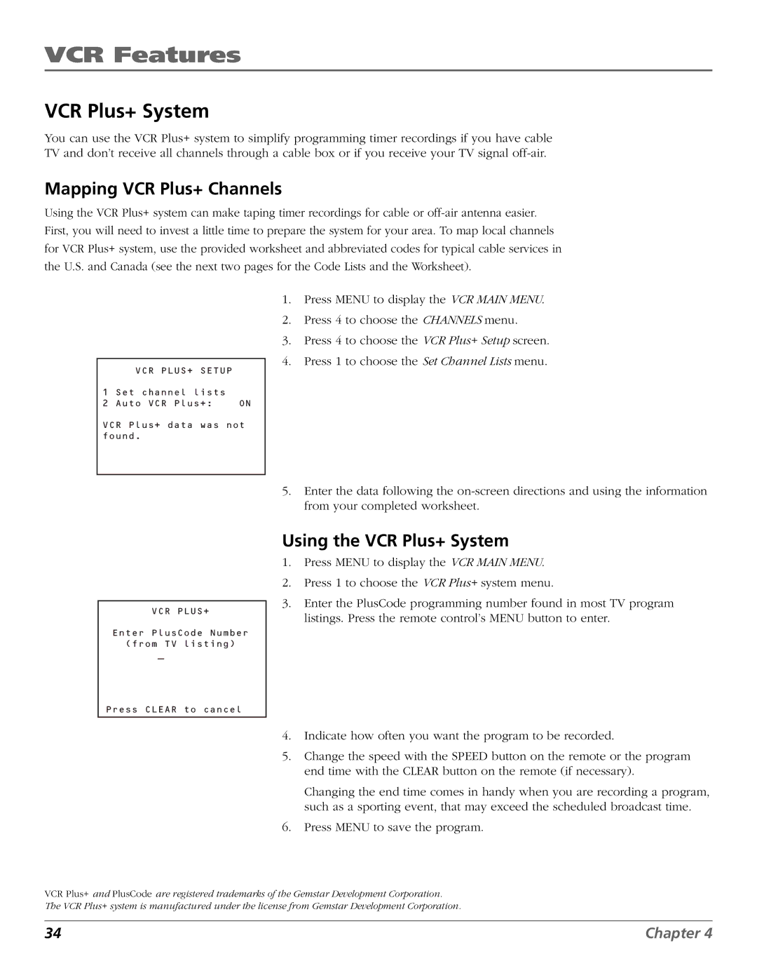RCA VR651HF manual VCR Plus+ System, Mapping VCR Plus+ Channels 