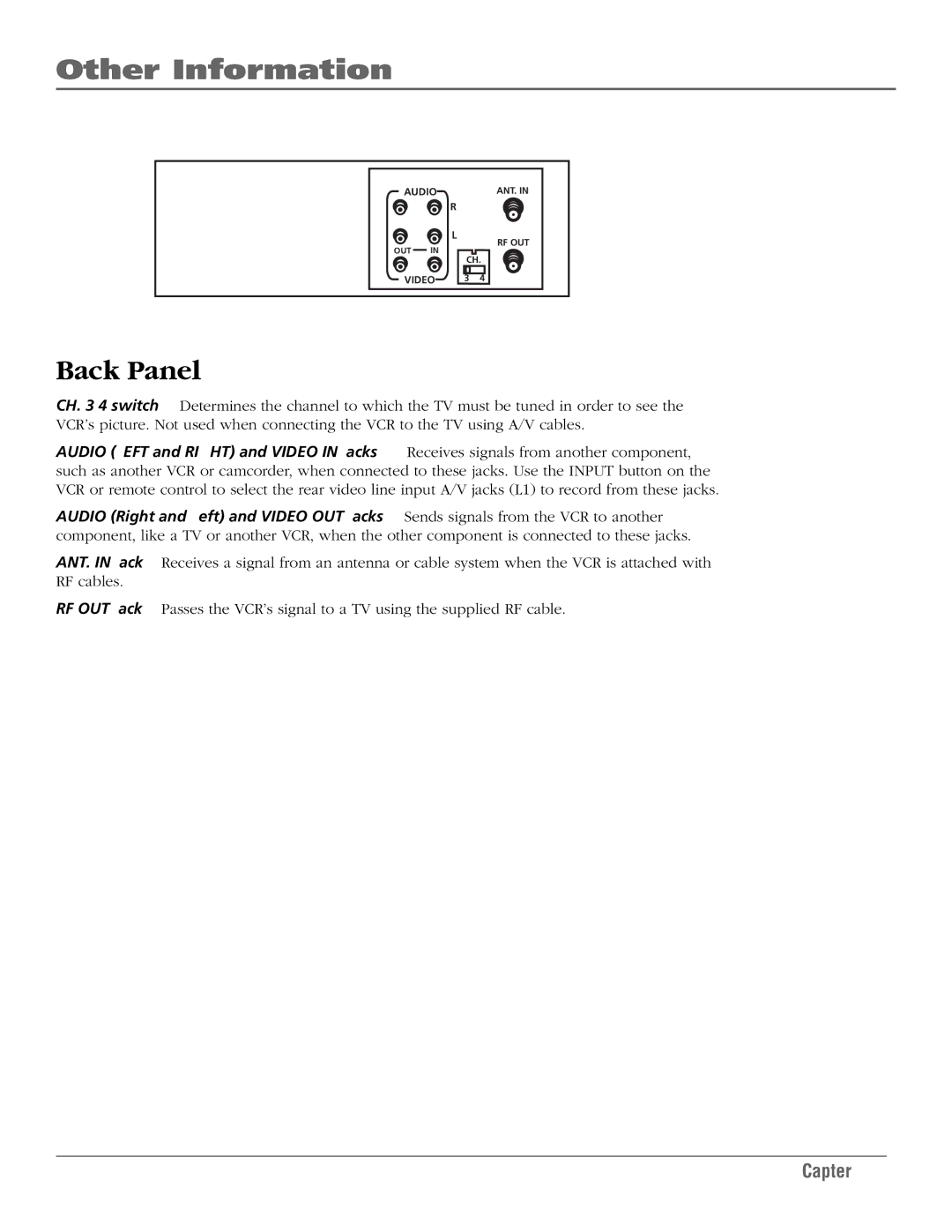 RCA VR651HF manual Back Panel 