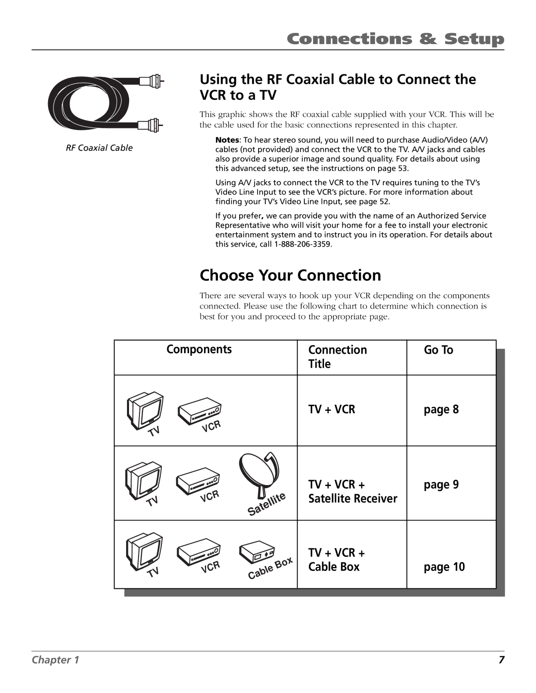 RCA VR651HF manual Choose Your Connection, Using the RF Coaxial Cable to Connect VCR to a TV 