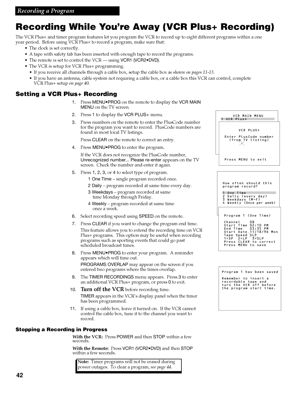 RCA VR688HF manual Recording While You’re Away VCR Plus+ Recording, Setting a VCR Plus+ Recording 