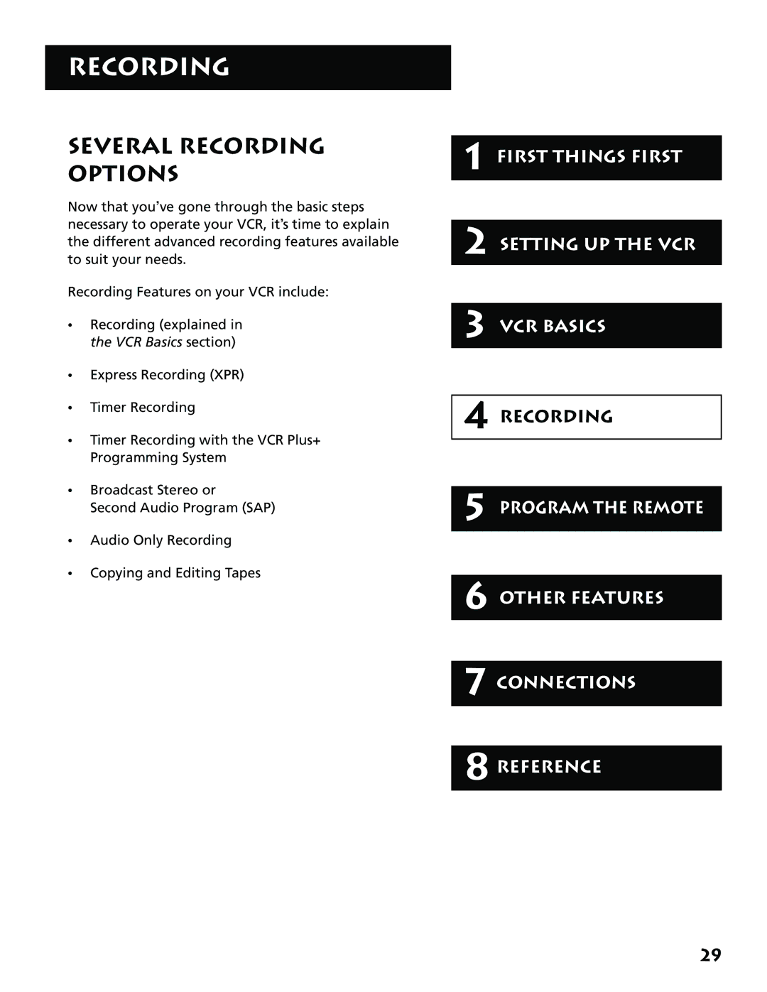 RCA 15530130, VR702HF manual Several Recording Options 