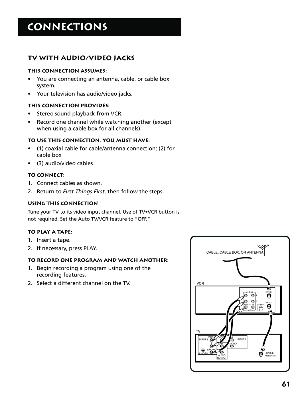 RCA 15530130, VR702HF manual TV with AUDIO/VIDEO Jacks 