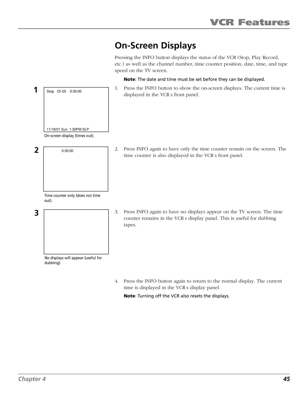 RCA VR706HF manual On-Screen Displays 