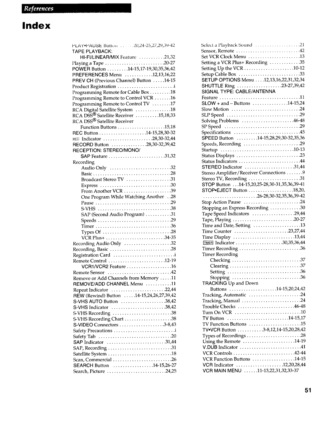 RCA VR725HF manual 15,18,33, I4-15,24 