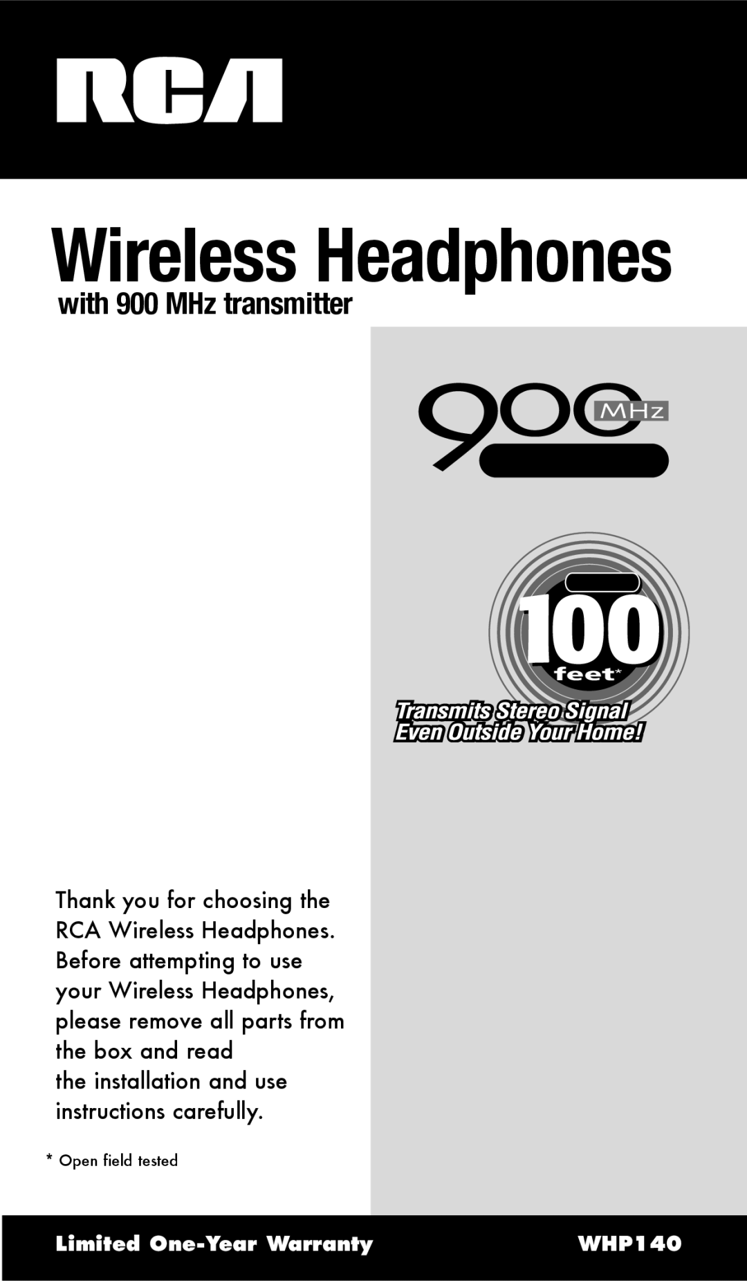 RCA WHP140 warranty Wireless Headphones 