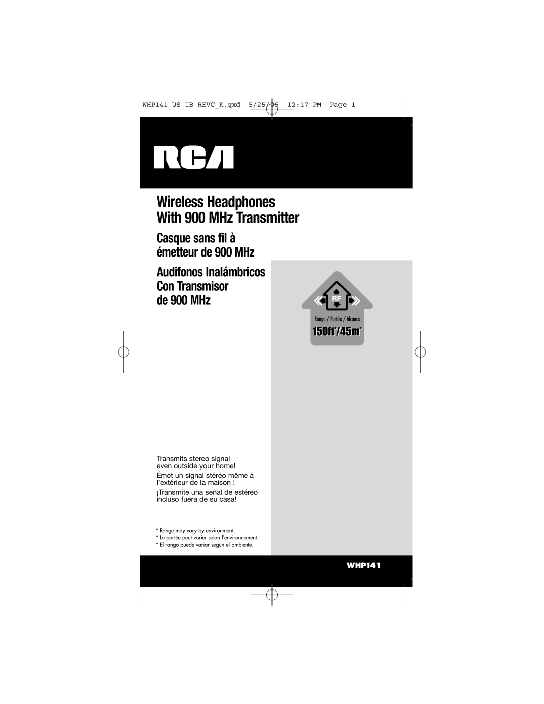 RCA WHP141 manual De 900 MHz 