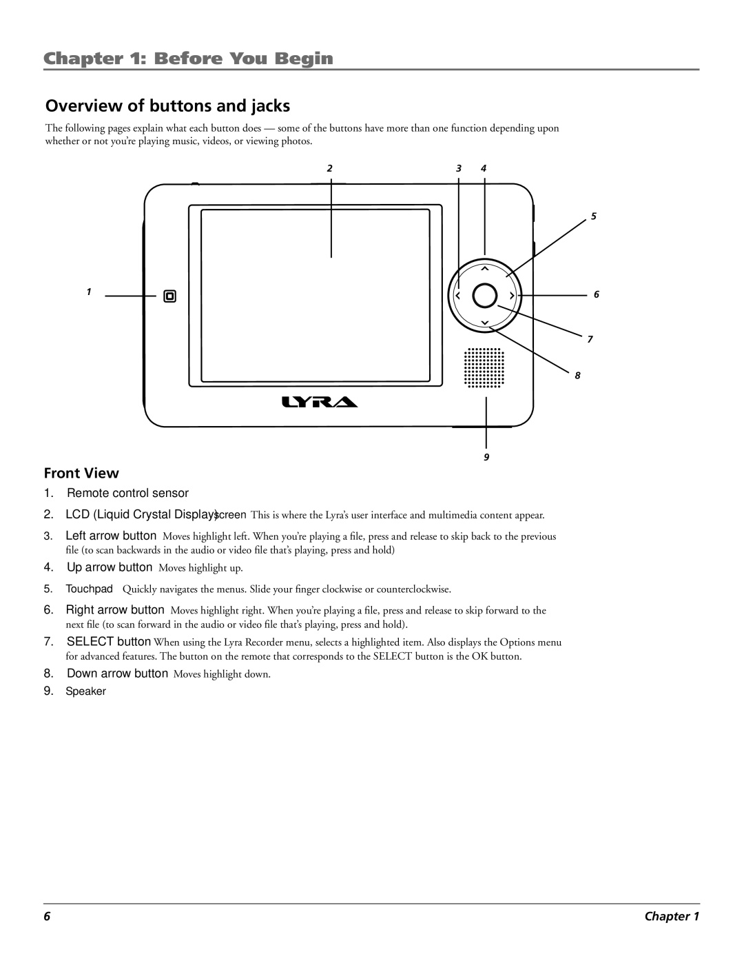 RCA X3000 manual Overview of buttons and jacks, Front View 