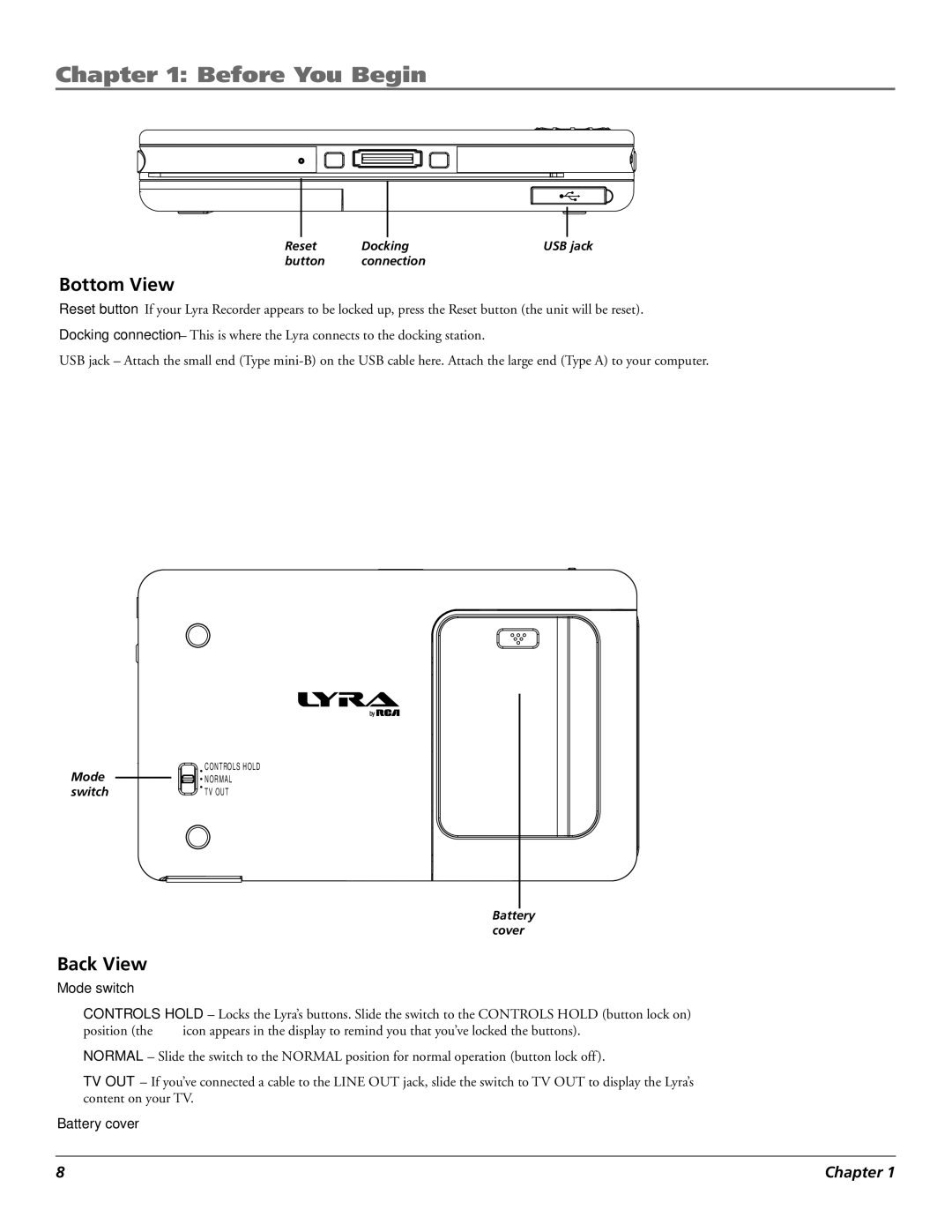 RCA X3000 manual Bottom View, Back View 