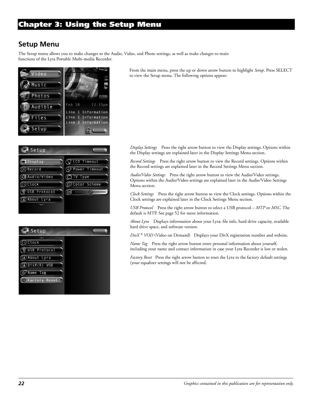 RCA X3000 manual Using the Setup Menu 